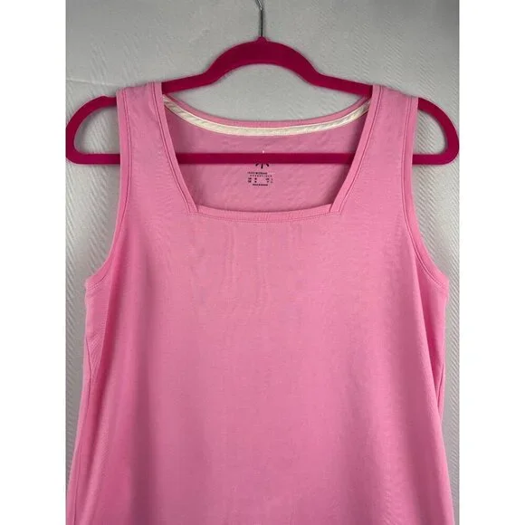 Isaac Mizrahi Live! Pink Sleeveless Tank Top Womens M Cotton Blend - Picture 1 of 6